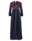 Navy Caftan With Embroidery
