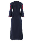 Navy Caftan With Embroidery