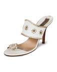 Heeled Slide Sandals With Whip Stitching