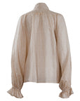 Beige Floral Blouse With Pussycat Bow