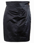 Ruched Silk Pencil Skirt