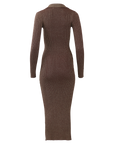 Brown Sweater Dress With Gold Shimmer