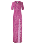 Pink Wavy Striped T-Shirt Dress