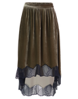 Velvet Skirt With Lace Trim