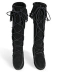 Black Moccasin Boots With Fringe