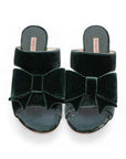 Green Velvet Mule Heels