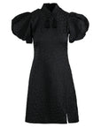 Black A-Line Dress With Embroidered Hearts