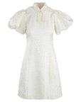 White A-Line Dress With Embroidered Hearts
