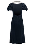 Velvet Low Back Dress With Jeweled Neckline