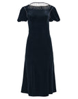 Velvet Low Back Dress With Jeweled Neckline