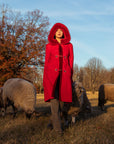 Red Shearling Duffle Coat