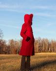 Red Shearling Duffle Coat