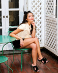 Green Velvet Mule Heels
