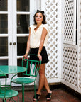 Cream and Black Romper